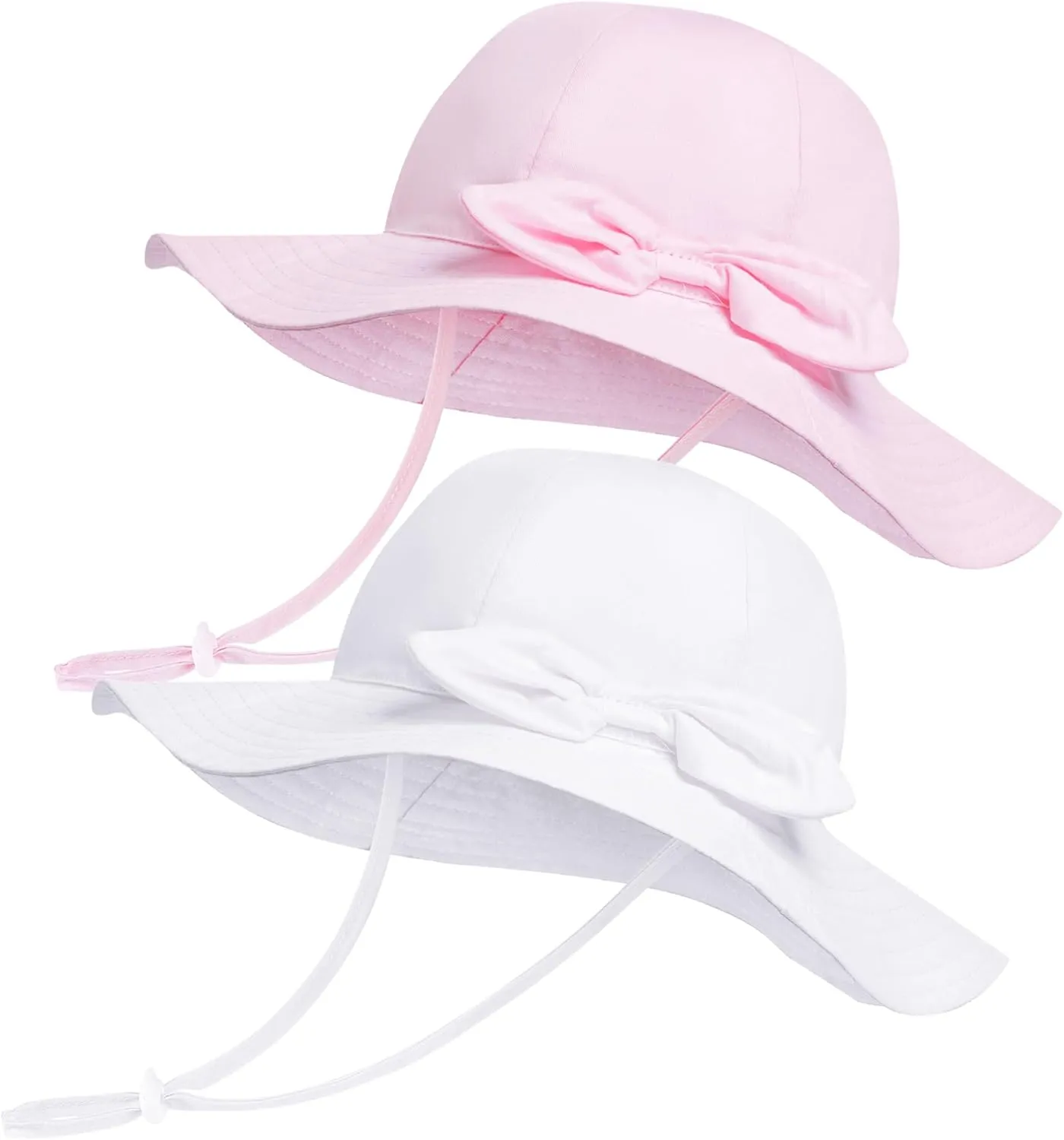 2 Pack Baby Sun Hat Toddler UPF 50  Sun Protection Wide Brim Cap Kids Girls Summer Beach Hat for Swim Traveling