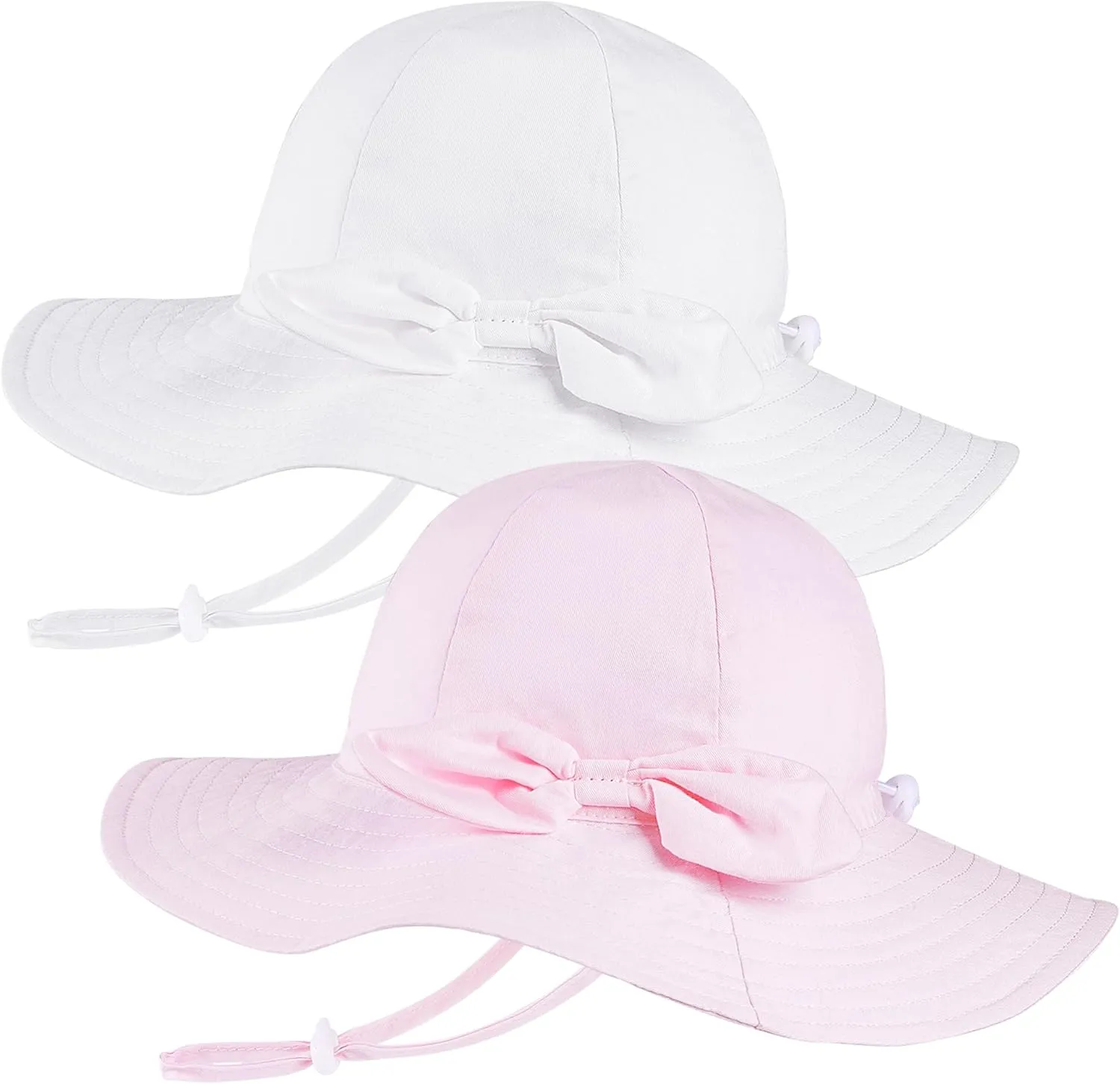 2 Pack Baby Sun Hat Toddler UPF 50  Sun Protection Wide Brim Cap Kids Girls Summer Beach Hat for Swim Traveling