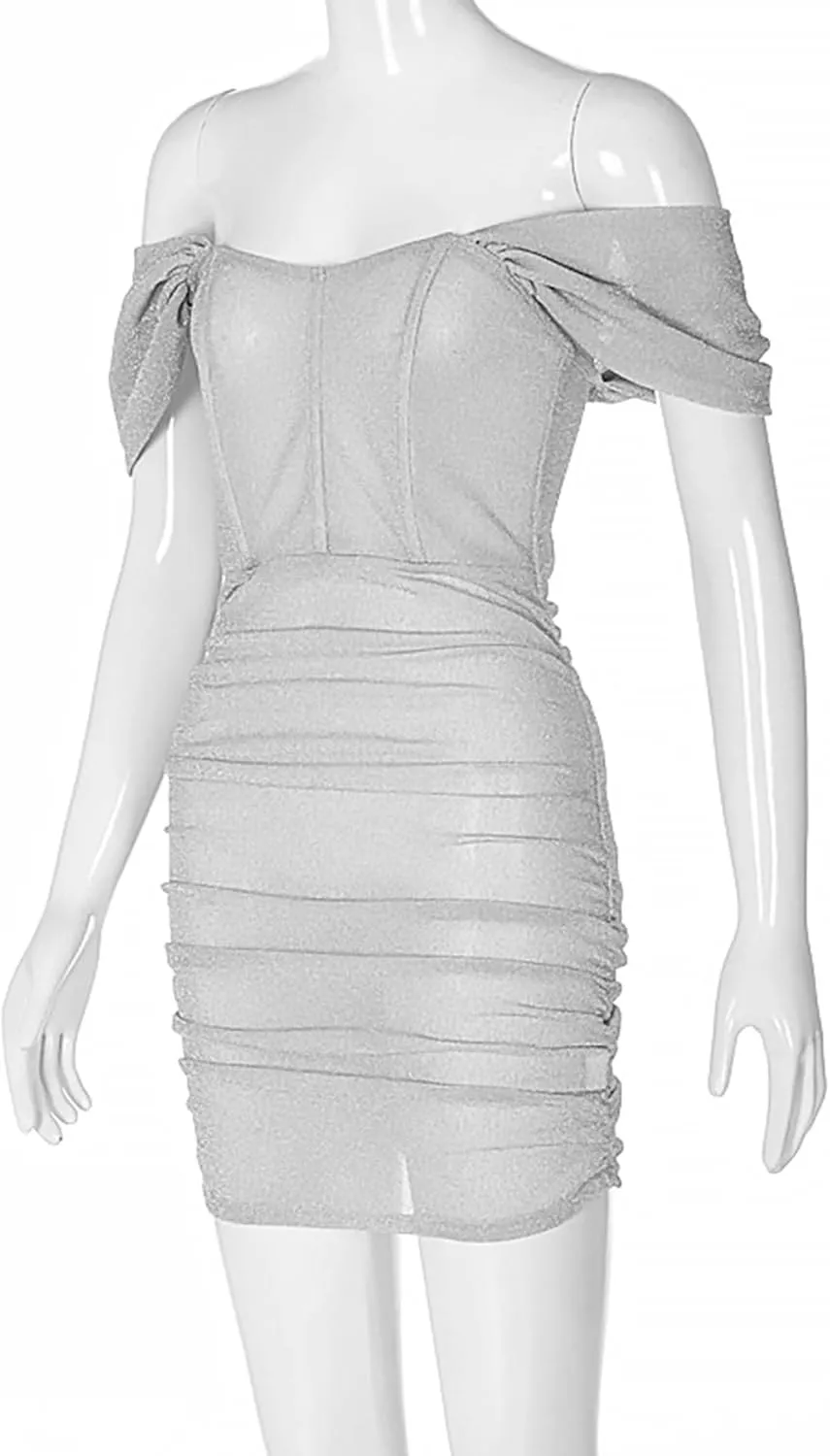 A Line Dresses for Women Party Mini Dress Sexy Glitter Hollow Out Neck Sparkle Spaghetti Strap Short Dress