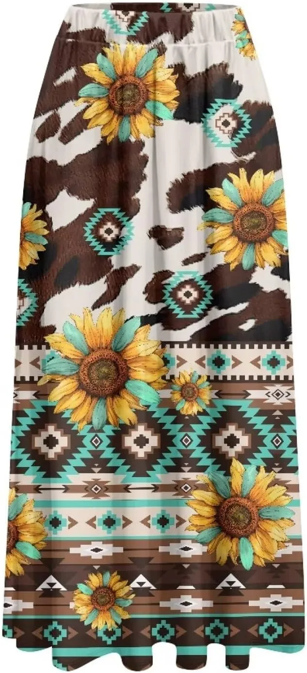 AFPANQZ Maxi Skirts Soft High Waist Swing A-Line Dresses Pleated Skirt Trendy Skirt with Pockets Holiday Outfit
