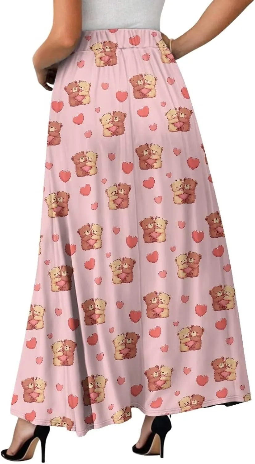 AFPANQZ Maxi Skirts Soft High Waist Swing A-Line Dresses Pleated Skirt Trendy Skirt with Pockets Holiday Outfit