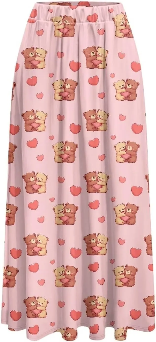 AFPANQZ Maxi Skirts Soft High Waist Swing A-Line Dresses Pleated Skirt Trendy Skirt with Pockets Holiday Outfit