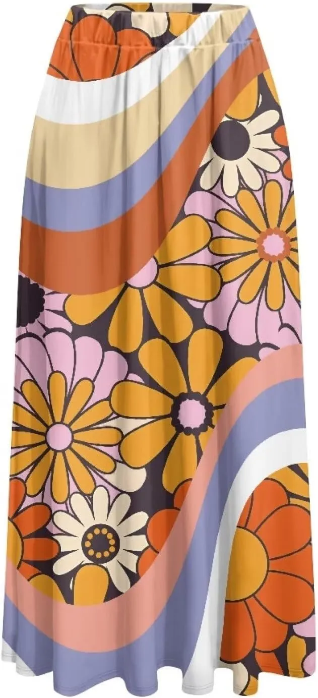 AFPANQZ Maxi Skirts Soft High Waist Swing A-Line Dresses Pleated Skirt Trendy Skirt with Pockets Holiday Outfit