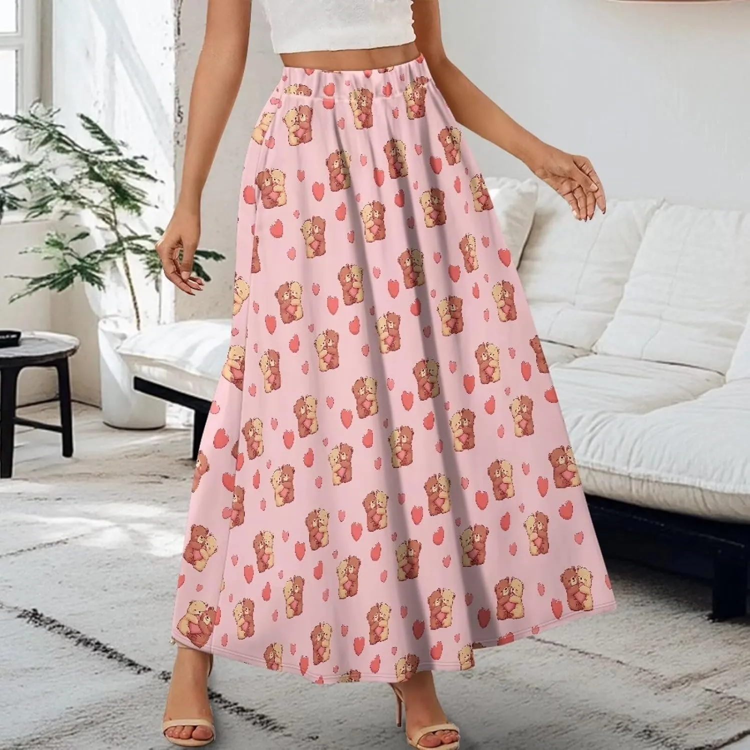 AFPANQZ Maxi Skirts Soft High Waist Swing A-Line Dresses Pleated Skirt Trendy Skirt with Pockets Holiday Outfit