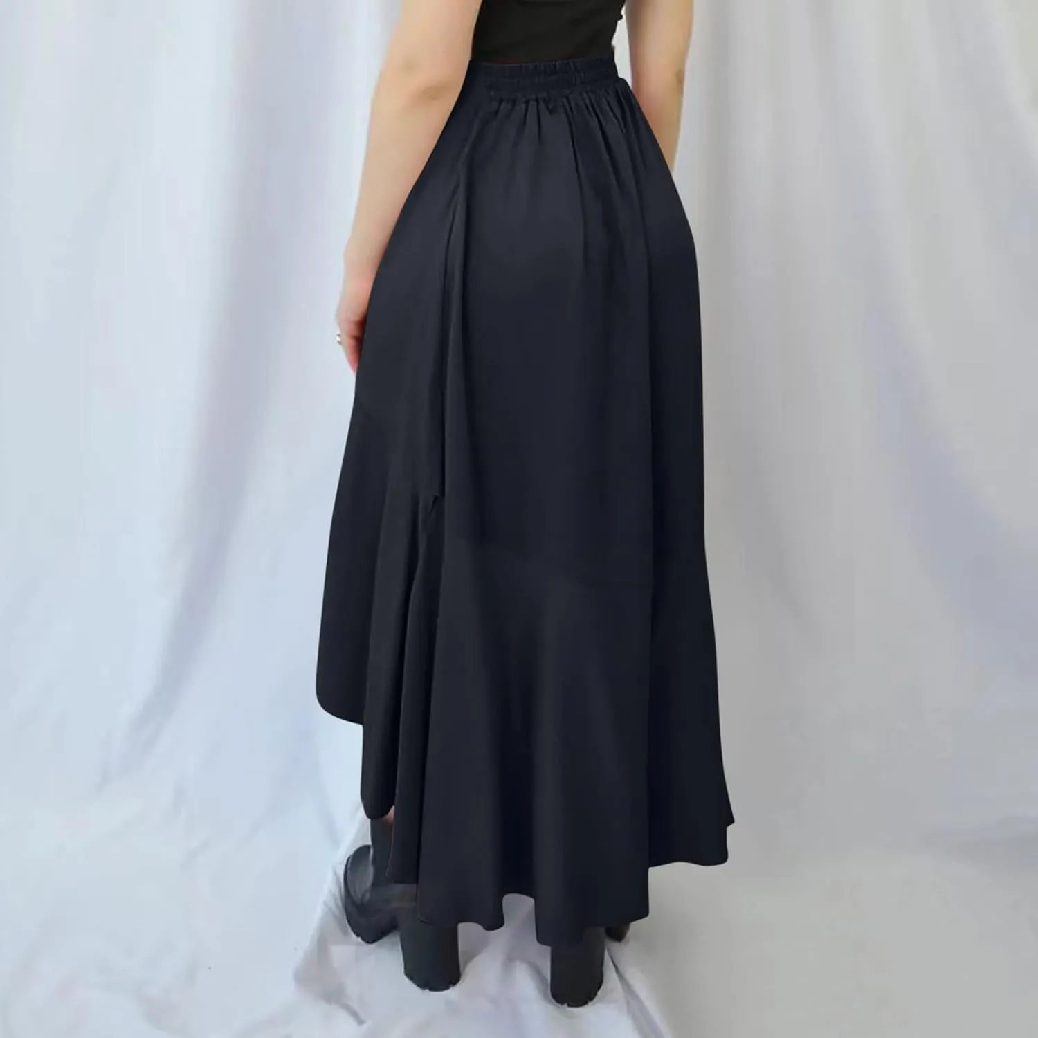 Asymmetrical Ruffle Hem Skirt for Women Summer Elegant Flowy High Low Skorts Casual Loose Flowy Beach A-Line Skirts