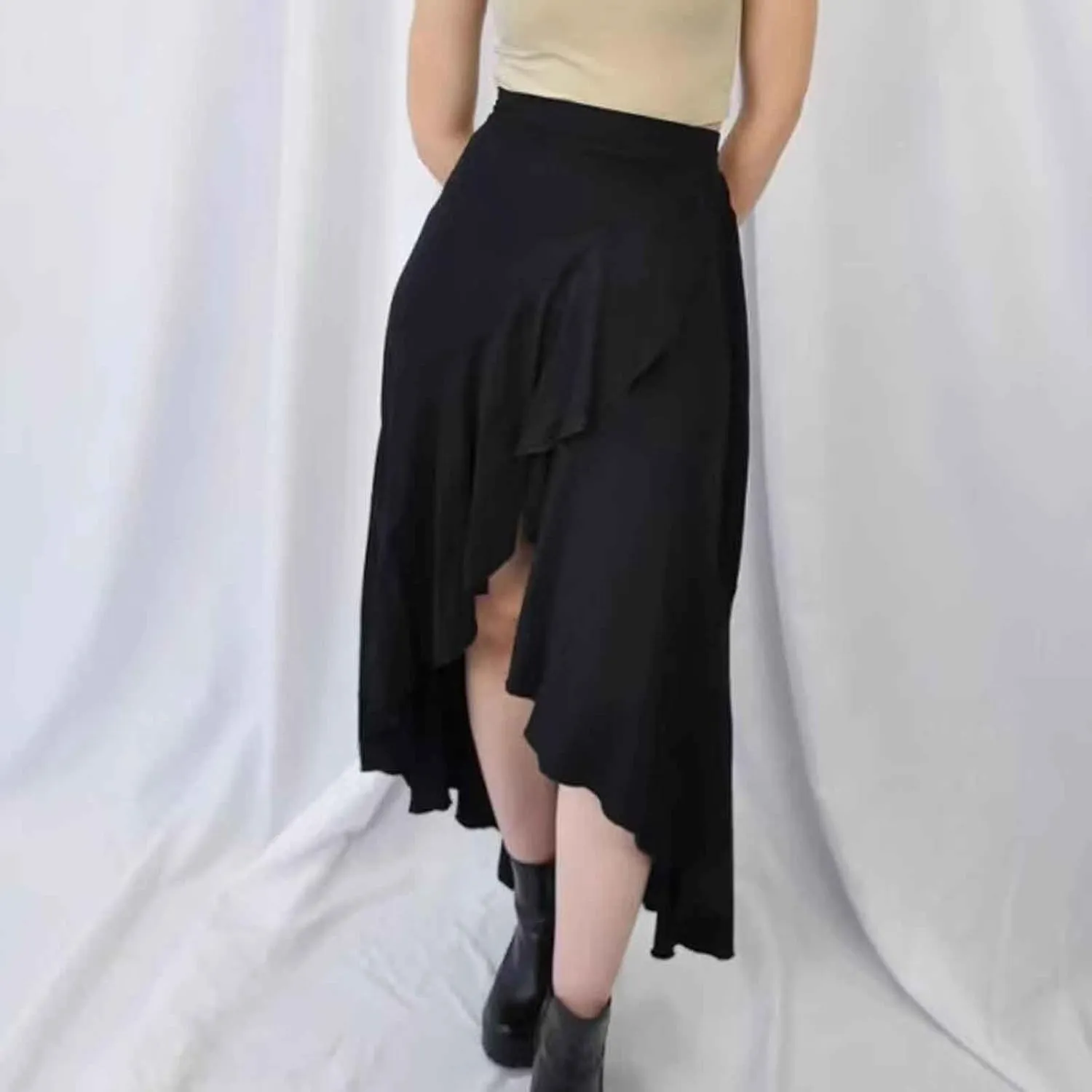 Asymmetrical Ruffle Hem Skirt for Women Summer Elegant Flowy High Low Skorts Casual Loose Flowy Beach A-Line Skirts