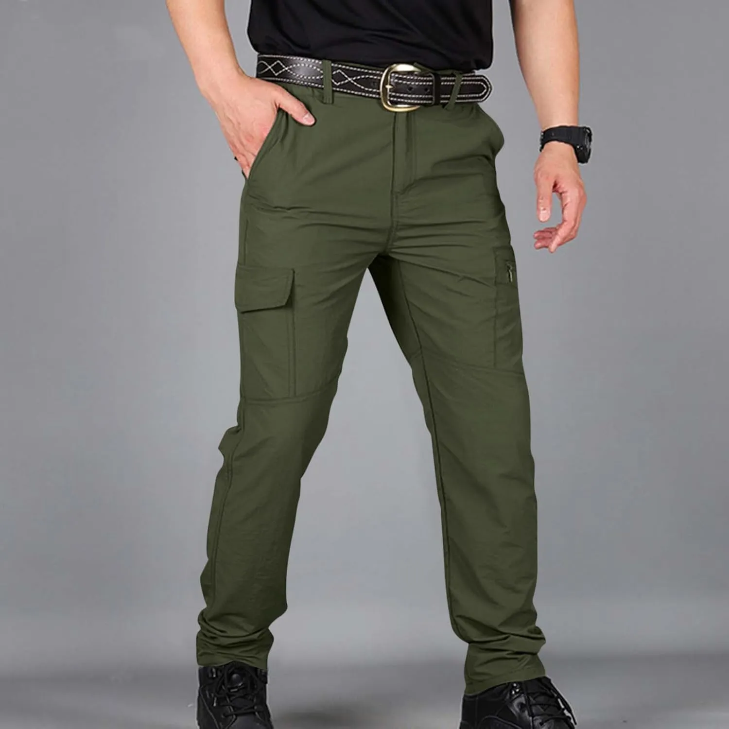 Baggy Pants Men Y2K Tactic Hiking Water Resistant Ripstop Mencomfy Cargo Pants Multi Pockets Lightweight Trousers