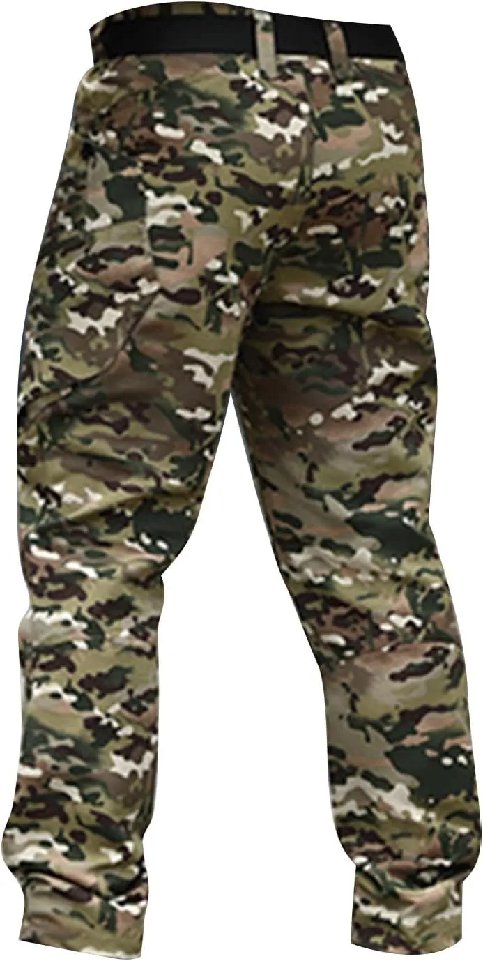 Cargo Pants for Men Slim Fit Lightweight Flex Camo Tactical Pants with Multi Pockets Relaxed Fit Hiking Work Pants