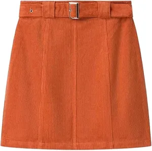 Corduroy Mini Skirt for Women Solid Color Fashion Basic High Waisted A-line Skirts Summer Bodycon Short Pencil Skort