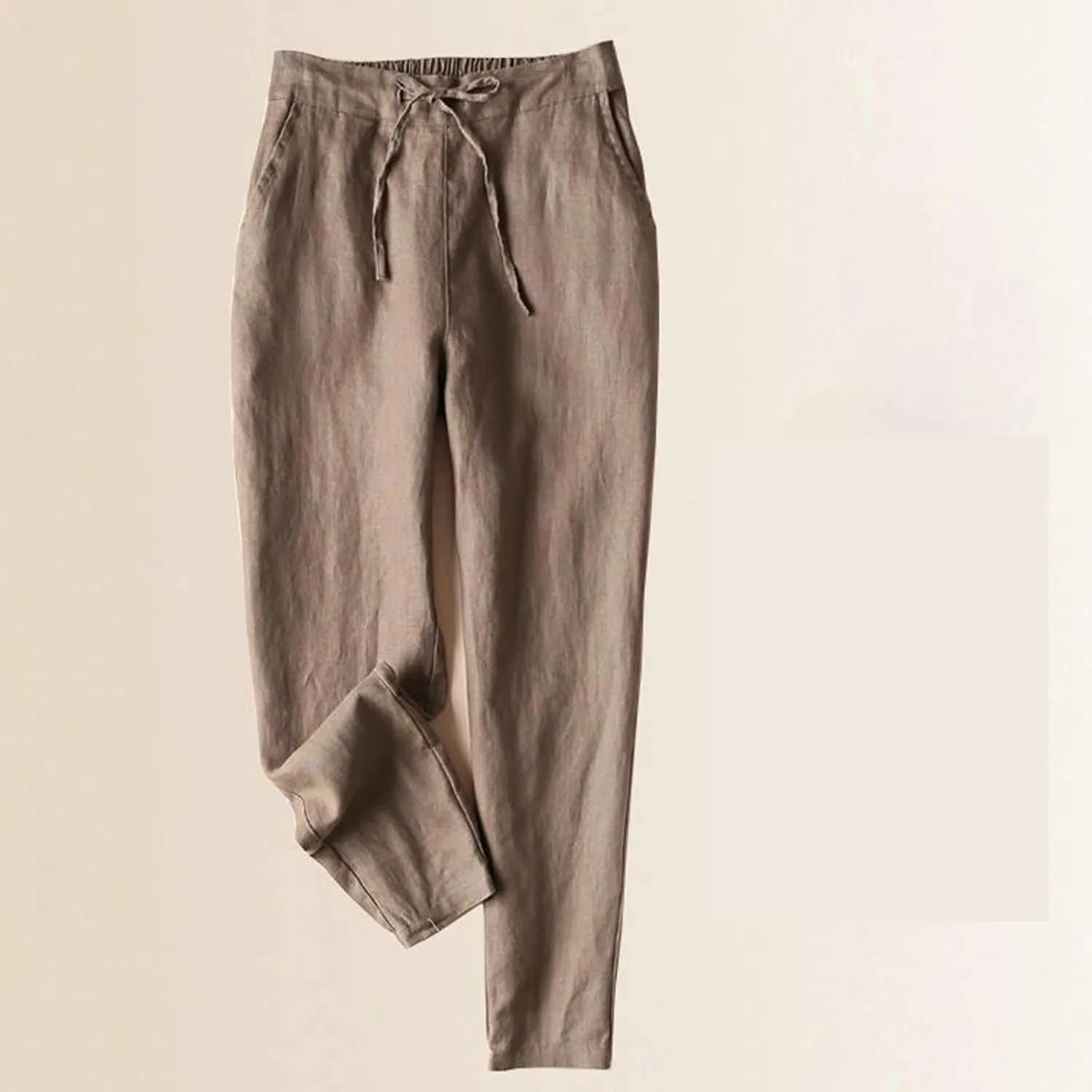 Dademeo Casual Drawstring Linen Pants Cozy Women Petite Linen Pants for Women Womens Linen Pants High Waist Loose Yoga Pants