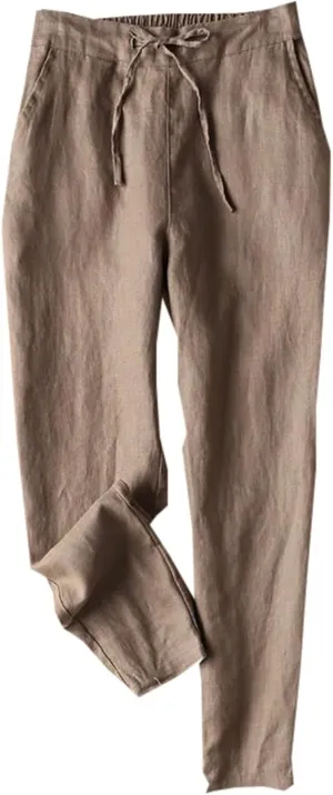 Dademeo Casual Drawstring Linen Pants Cozy Women Petite Linen Pants for Women Womens Linen Pants High Waist Loose Yoga Pants