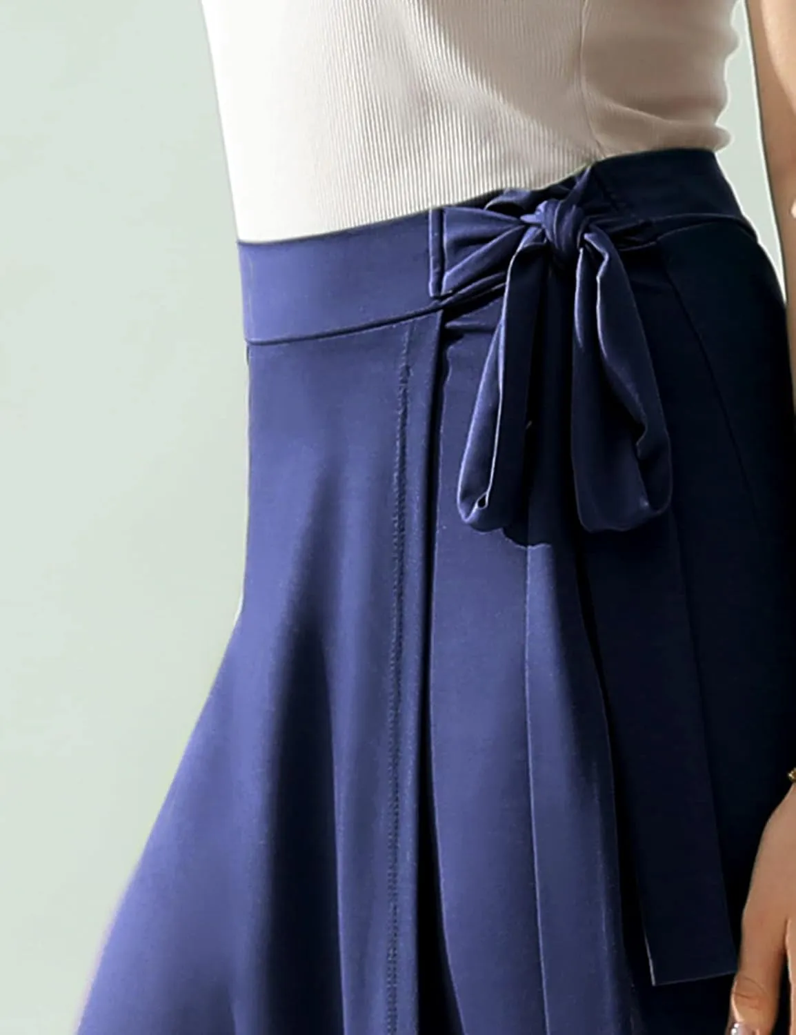 DOUBLJU Boho High Waisted Maxi Wrap Skirts with Slit High Waist Flare Ankle Length Long Basic Skirt for Womens with Plus Size