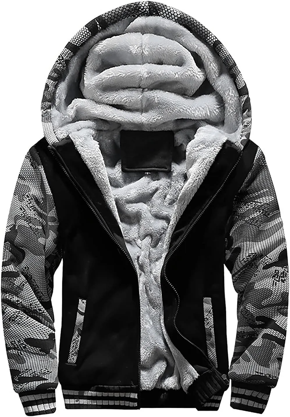DuDubaby Light Up Hoodies for Men Autumn and Winter Color Loose Casual Plush Jacket