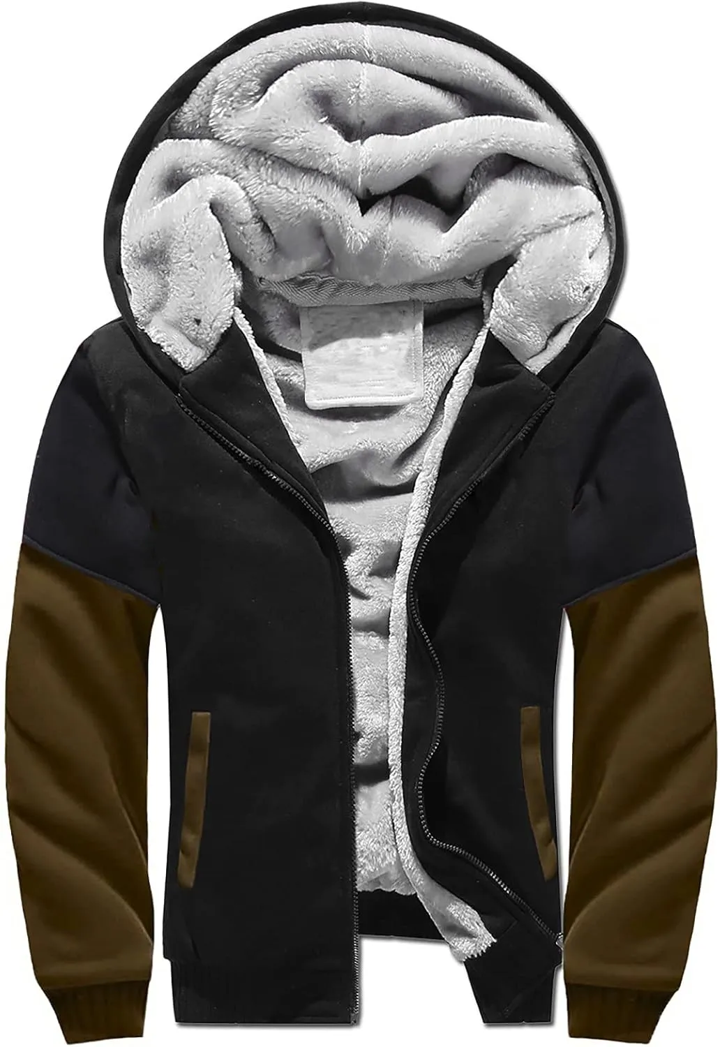 DuDubaby Long Sleeve Sweatshirt for Men Autumn and Winter Color Loose Casual Plush Jacket