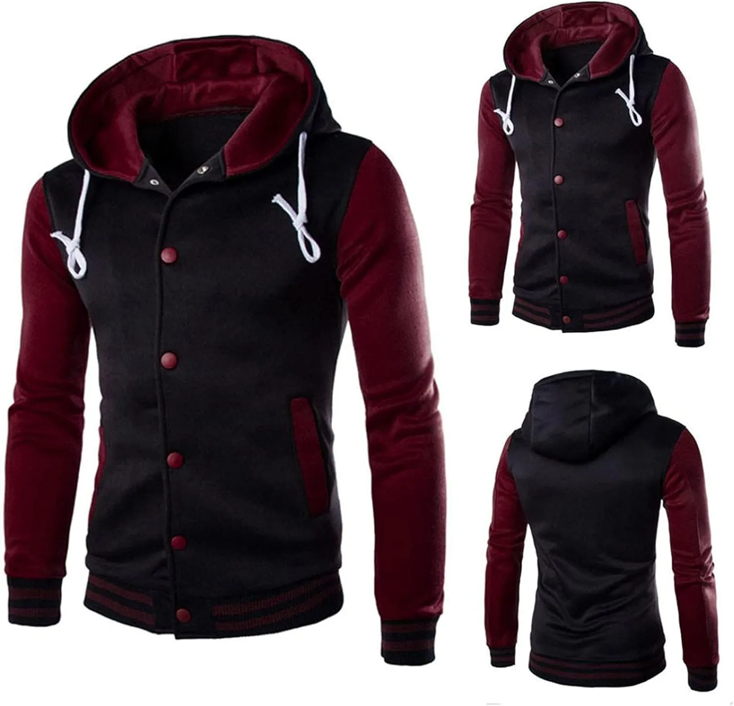 DuDubaby Men Tops Plus Size Casual Loose Hooded Long Sleeve Padded Sweatshirt Pullover Big Pockets