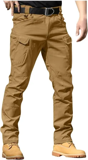 Flecktarn Pants for Men Waterproof Stertch Waist Tactical Cargo Pants with Multi Pockets Outdoor Hiking Pants