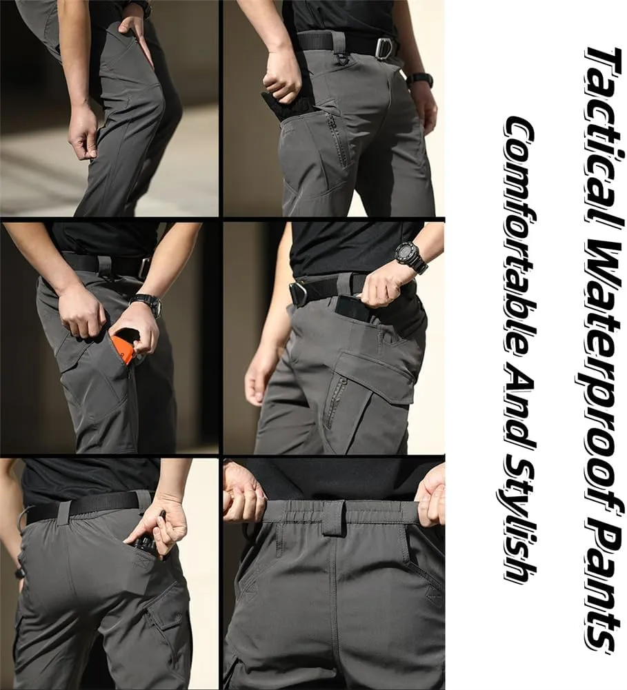 Flexcamo Men's Tactical Waterproof Stretch Cargo Pants, Black, XS-4XL