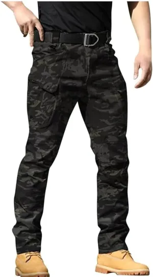 Flexcamo Men's Tactical Waterproof Stretch Cargo Pants, Black, XS-4XL