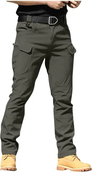 Flexcamo - Tactical Waterproof Pants Men Elastic Waist Cargo Pants Relaxed Fit Ripstop Hunting Pants Multi Pockets