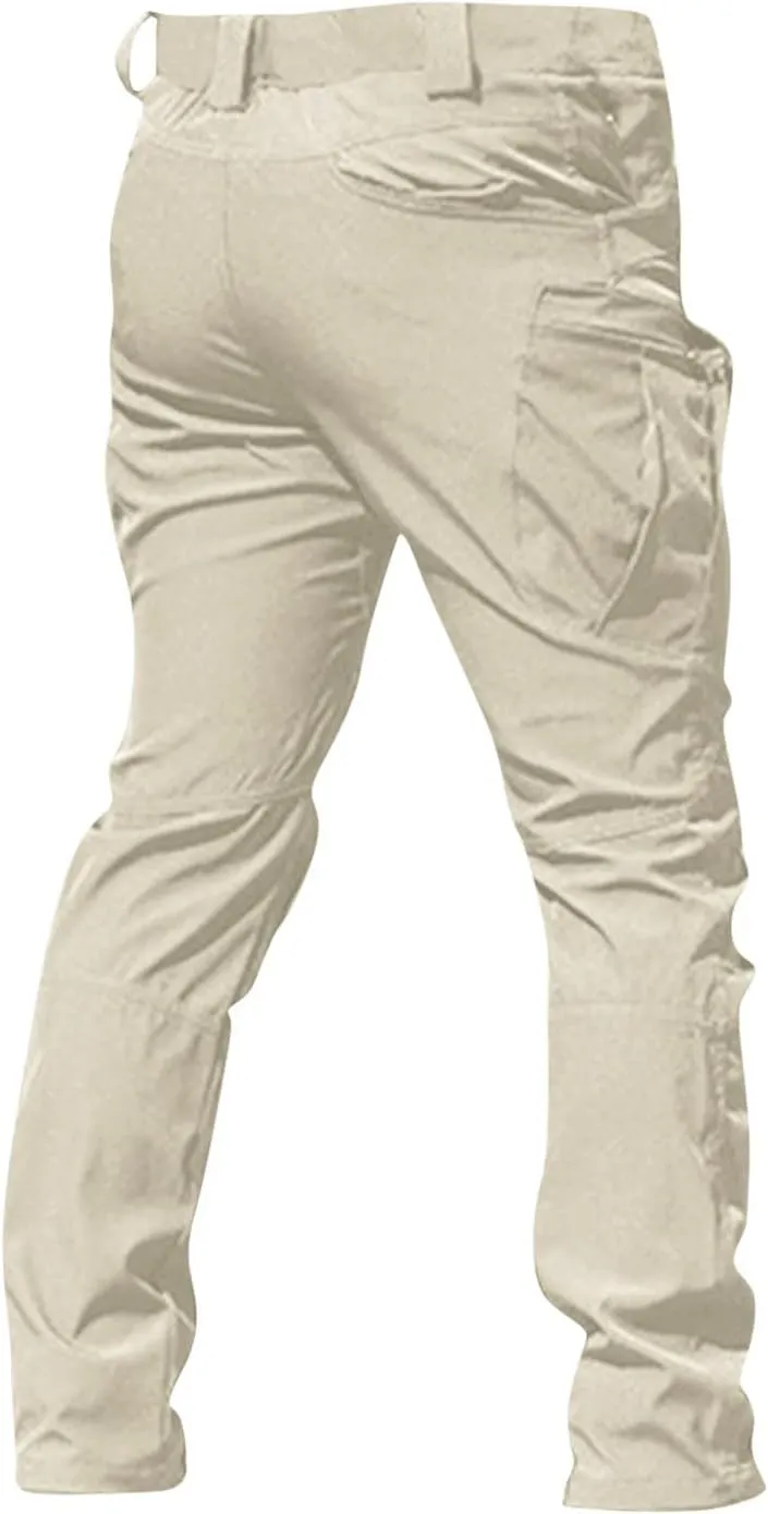 Flexcamo - Tactical Waterproof Pants Men Elastic Waist Cargo Pants Relaxed Fit Ripstop Hunting Pants Multi Pockets
