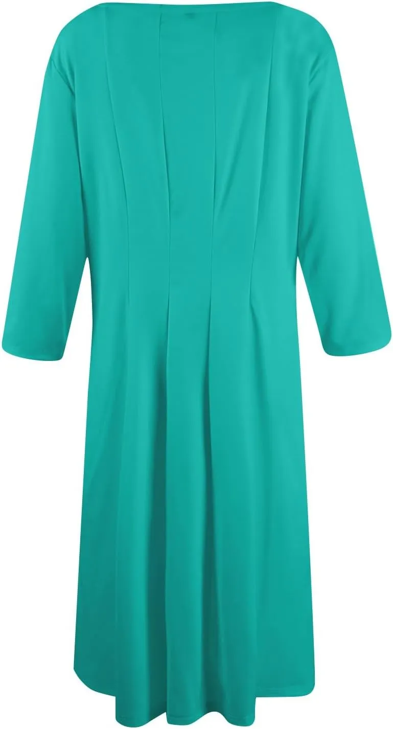 Formal Dresses for Women 2025 Winter Summer Spring Midi 3/4 Sleeve Casual Pleated A Line Dresses