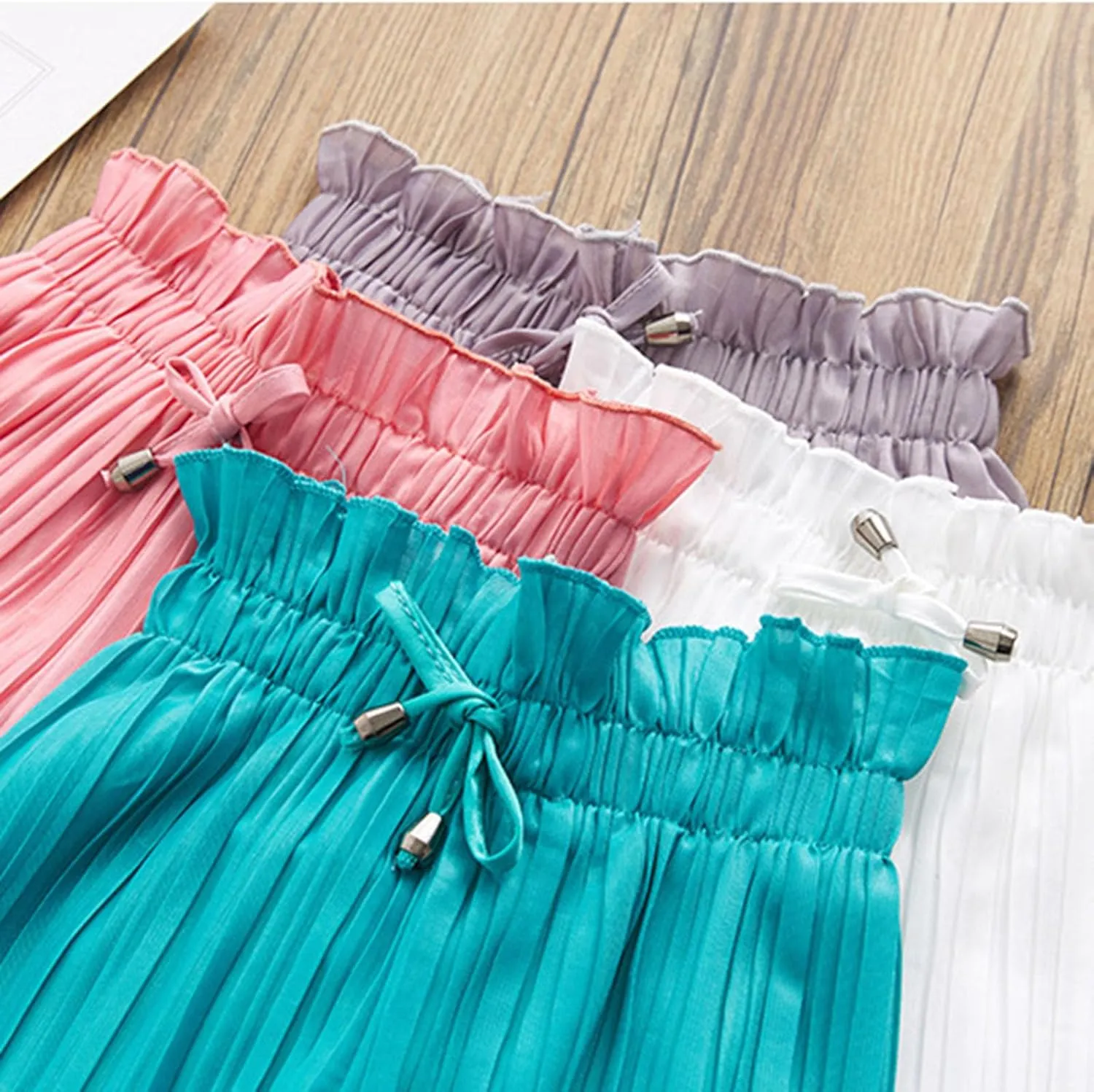 Girl's Baggy Pants Elastic Mid-Rise Ruffle Trim Solid Trousers Casual Basic Comfy Joggers Sport Sweatpants