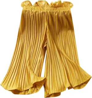 Girl's Baggy Pants Elastic Mid-Rise Ruffle Trim Solid Trousers Casual Basic Comfy Joggers Sport Sweatpants
