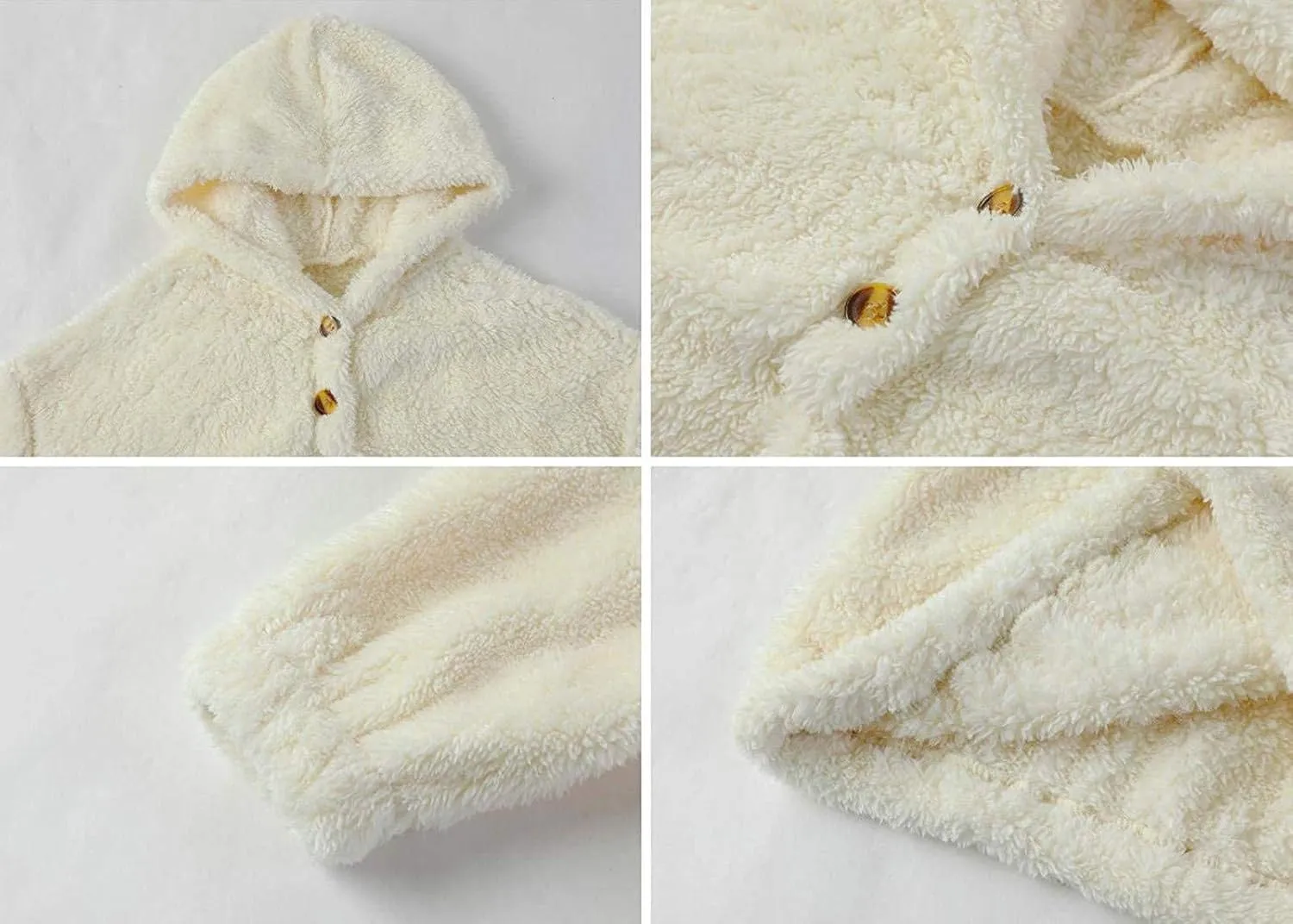 Girl's Fuzzy Hoodies Long Sleeve Warm Loose Button Pullover Oversized Sherp Jacket Coat Tops Winter Clothes