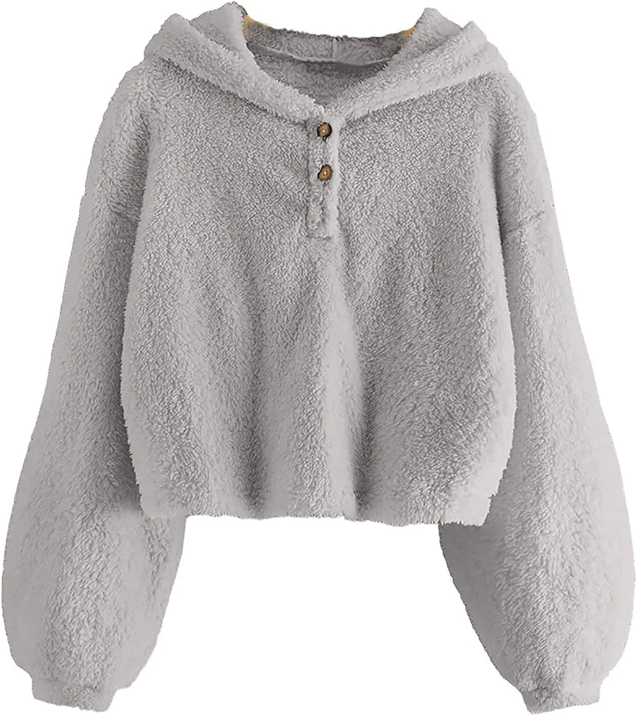 Girl's Fuzzy Hoodies Long Sleeve Warm Loose Button Pullover Oversized Sherp Jacket Coat Tops Winter Clothes