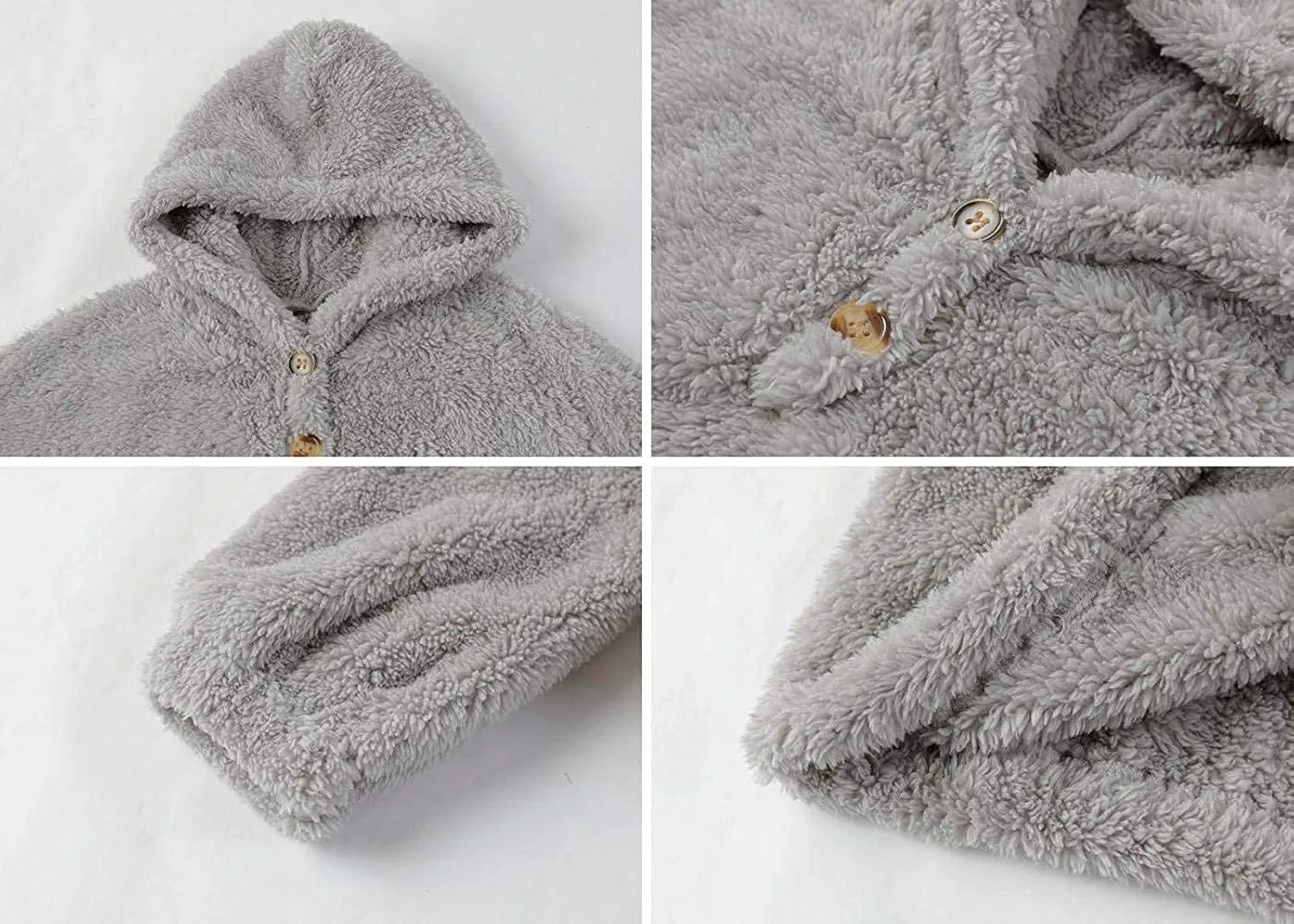 Girl's Fuzzy Hoodies Long Sleeve Warm Loose Button Pullover Oversized Sherp Jacket Coat Tops Winter Clothes