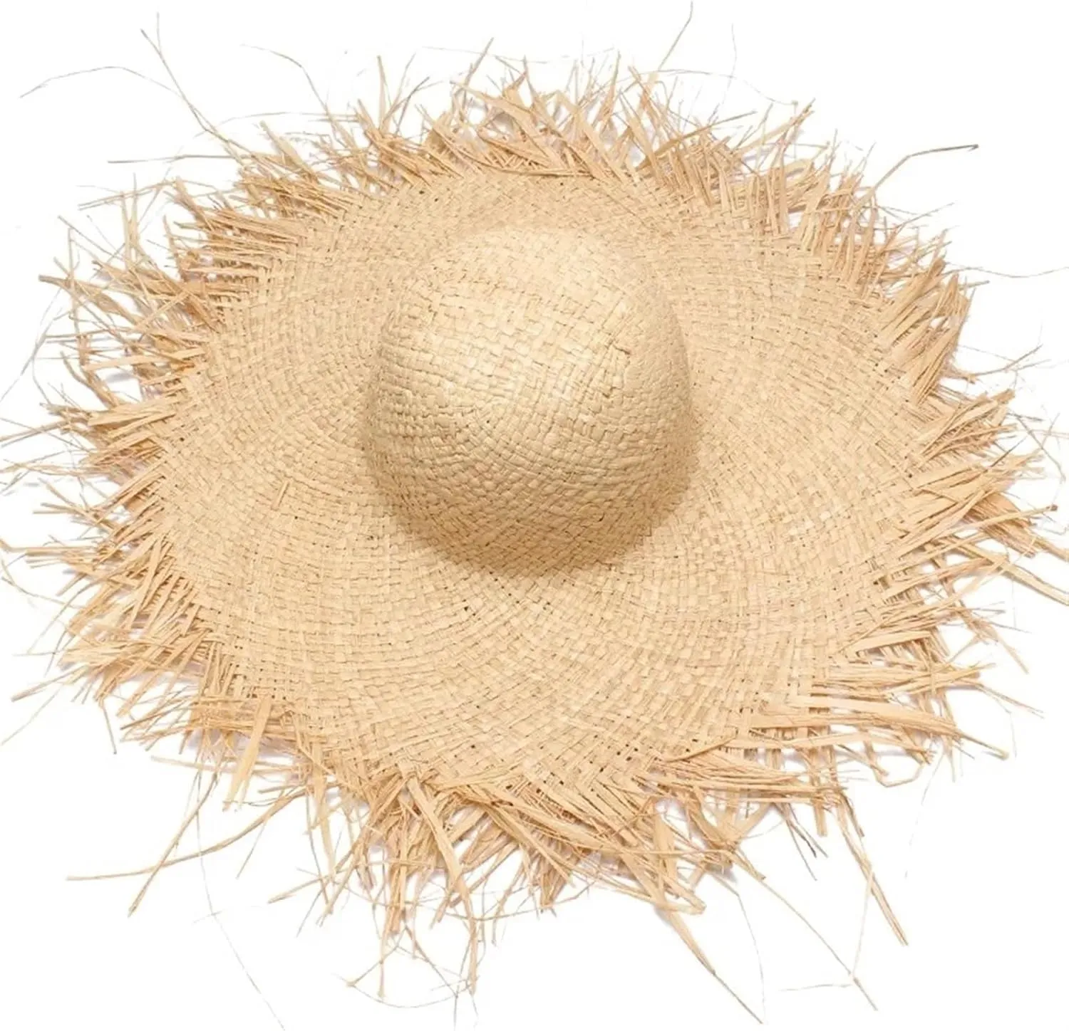 Handmade Women Straw Sun Hats Large Wide Brim Gilrs Natural Beach Straw Sun Caps for Holiday