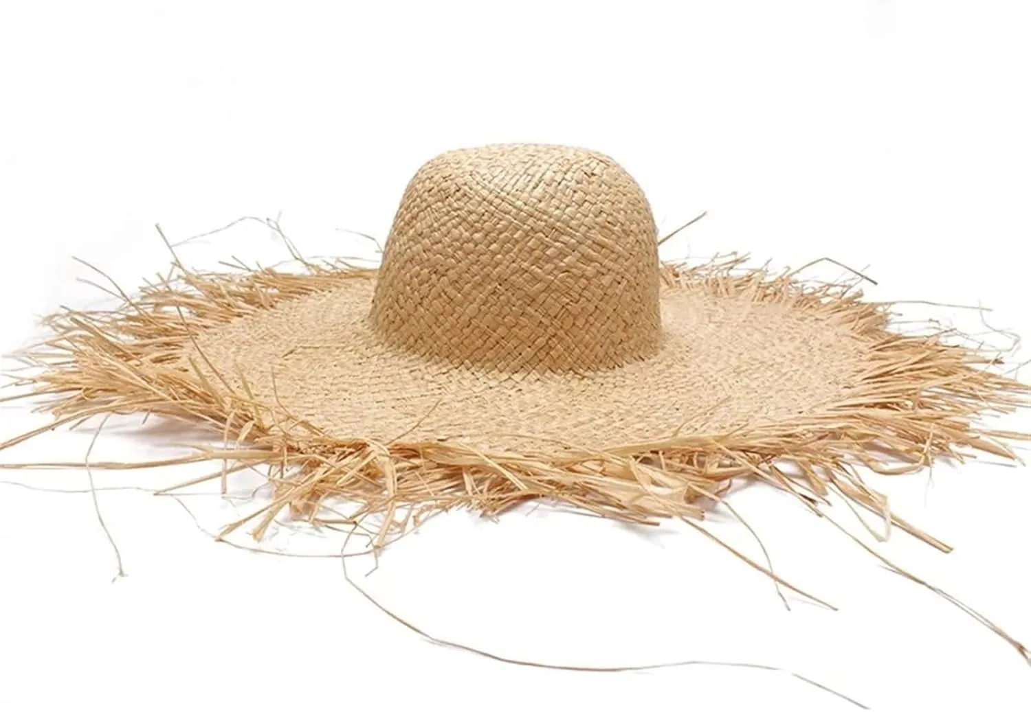 Handmade Women Straw Sun Hats Large Wide Brim Gilrs Natural Beach Straw Sun Caps for Holiday