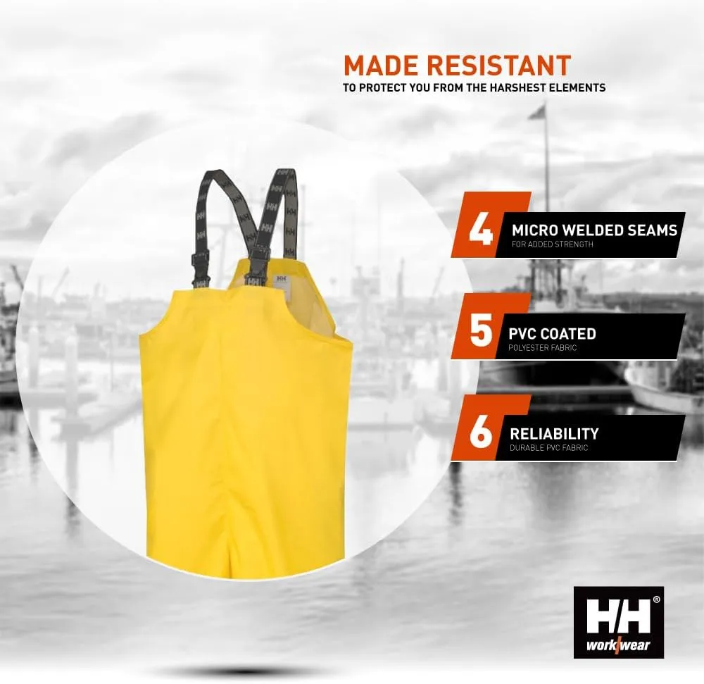 Helly-Hansen Workwear Mandal Waterproof Bib Overalls for Men Made of Durable PVC-Coated Polyester, Breathable and Adjustable
