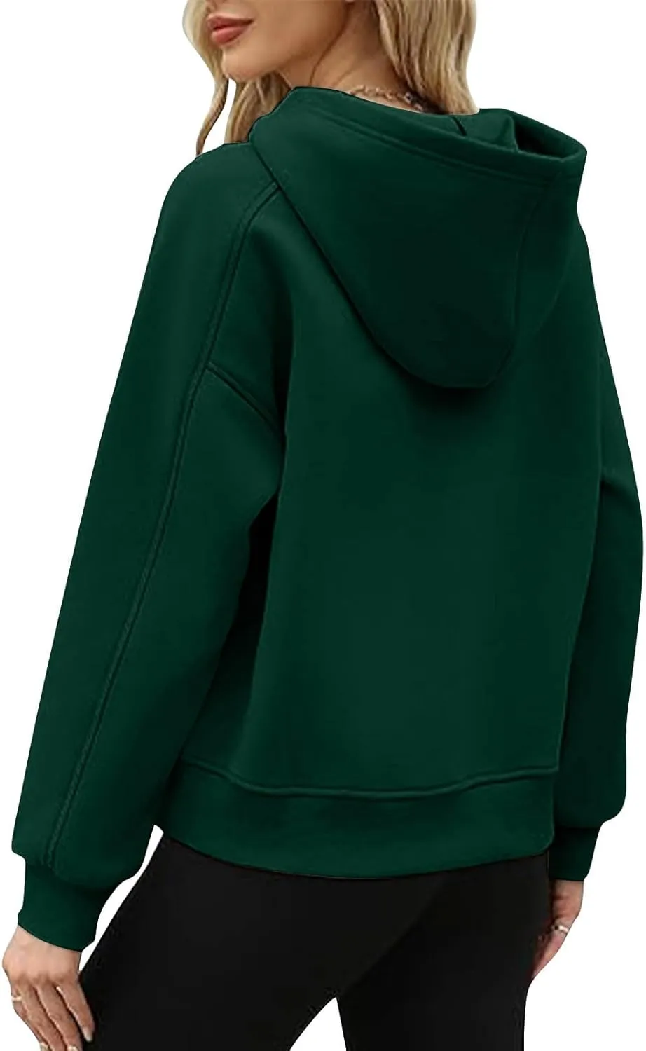 HGps8w Fleece Hoodies for Women Pullover Cropped Sweatshirts Long Sleeve Fall Winter Loose Casual Hooded Tops with Pocket