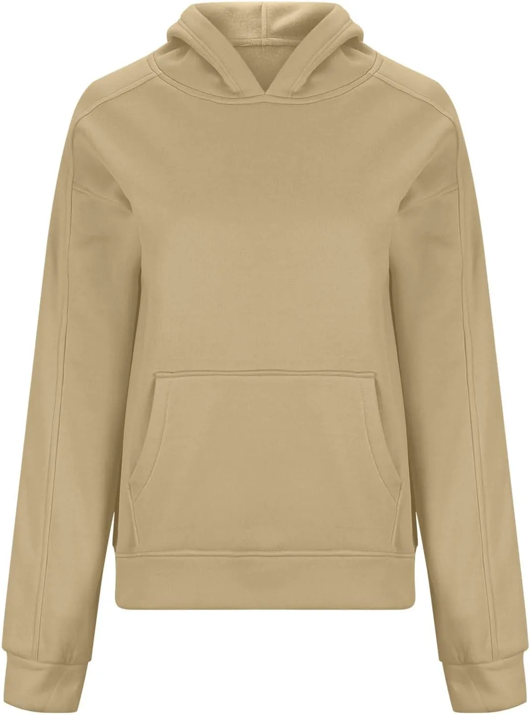 HGps8w Fleece Hoodies for Women Pullover Cropped Sweatshirts Long Sleeve Fall Winter Loose Casual Hooded Tops with Pocket