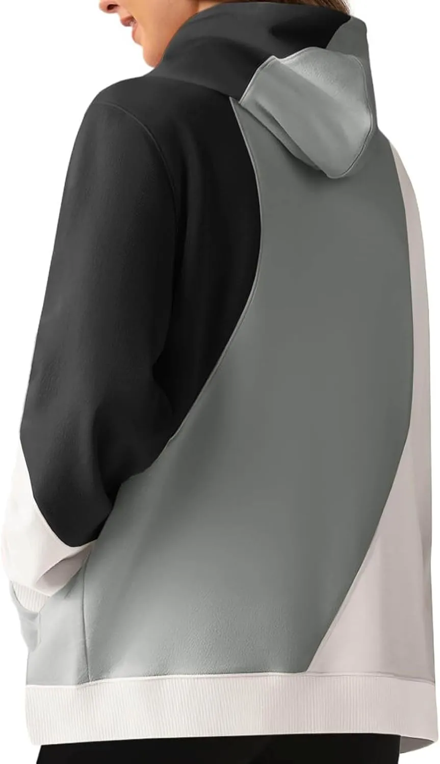 Hoodies for Women Long Sleeve Hoodies Pullover Color Block Loose Fit Hooded Sweatshirt with Pockets Casual Fall Clothes