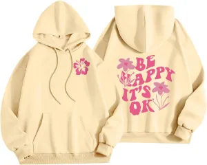 Hoodies for Women Plus Size Casual Long Sleeve Sweatshirts Drawstring Tops Loose Print Pullovers with Pocket