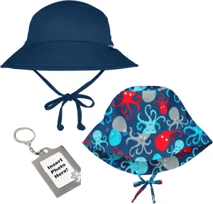 i Play Baby Boys or Girls Quick Dry Bucket Sun Protection Hat with Chin Strap UPF 50  and Photo Keychain
