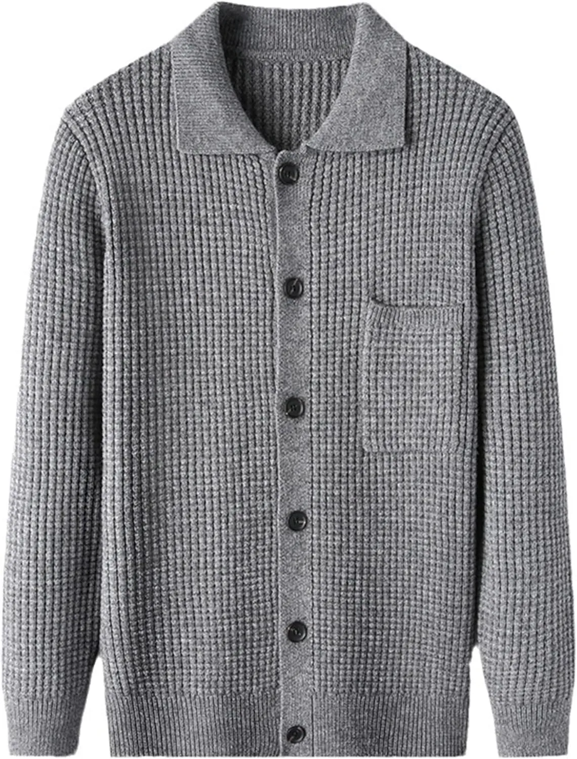 JEKE-DG Men's Lapel Button Down Cardigan Sweater Fashion Loose Sleeve Regular Sweater Casual Open Front Sweaters
