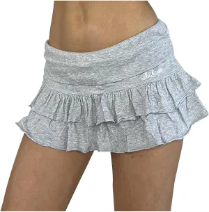 JOAU Women Sweet Ruffle Tiered Mini Skirt Low-Waisted A-Line Pleated Skirts with Shorts Underneath Y2K Club Cute Streetwear