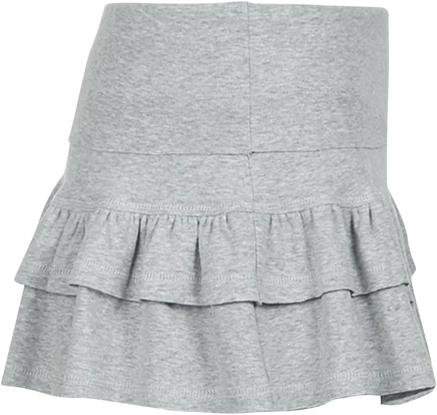 JOAU Women Sweet Ruffle Tiered Mini Skirt Low-Waisted A-Line Pleated Skirts with Shorts Underneath Y2K Club Cute Streetwear