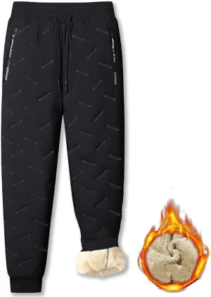 Julidostore Fleece Pants, Unisex Fleece-Lined Waterproof Pants, Soft Winter Warm Fuzzy Joggers Sweatpants