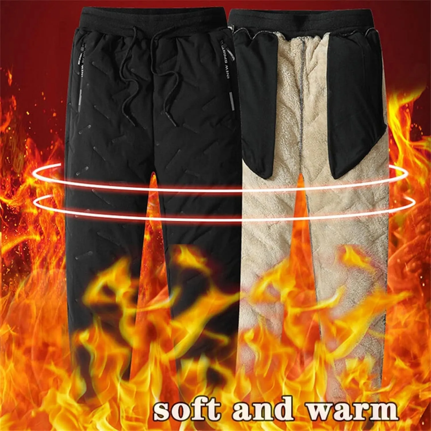 Julidostore Fleece Pants, Unisex Fleece-Lined Waterproof Pants, Soft Winter Warm Fuzzy Joggers Sweatpants