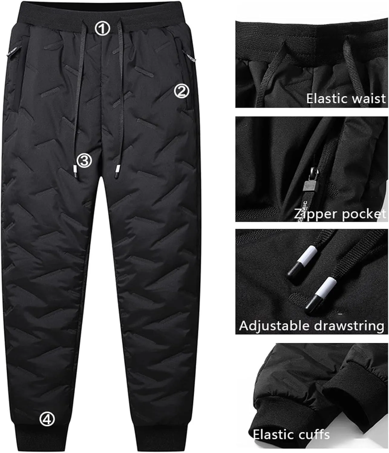 Julidostore Fleece Pants, Unisex Fleece-Lined Waterproof Pants, Soft Winter Warm Fuzzy Joggers Sweatpants