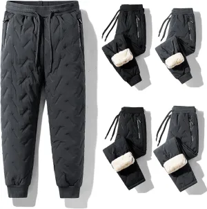 Julidostore Fleece Pants Unisex Fleece-Lined Waterproof Pants Winter Warm Fuzzy Joggers Sweatpants