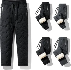Julidostore Fleece Pants Unisex Fleece-Lined Waterproof Pants Winter Warm Fuzzy Joggers Sweatpants