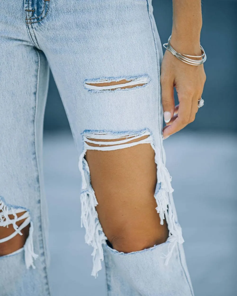LAFOURAM Womens Ripped Jeans High Waisted Cropped Distressed Trendy Raw Stretch Demin Pants