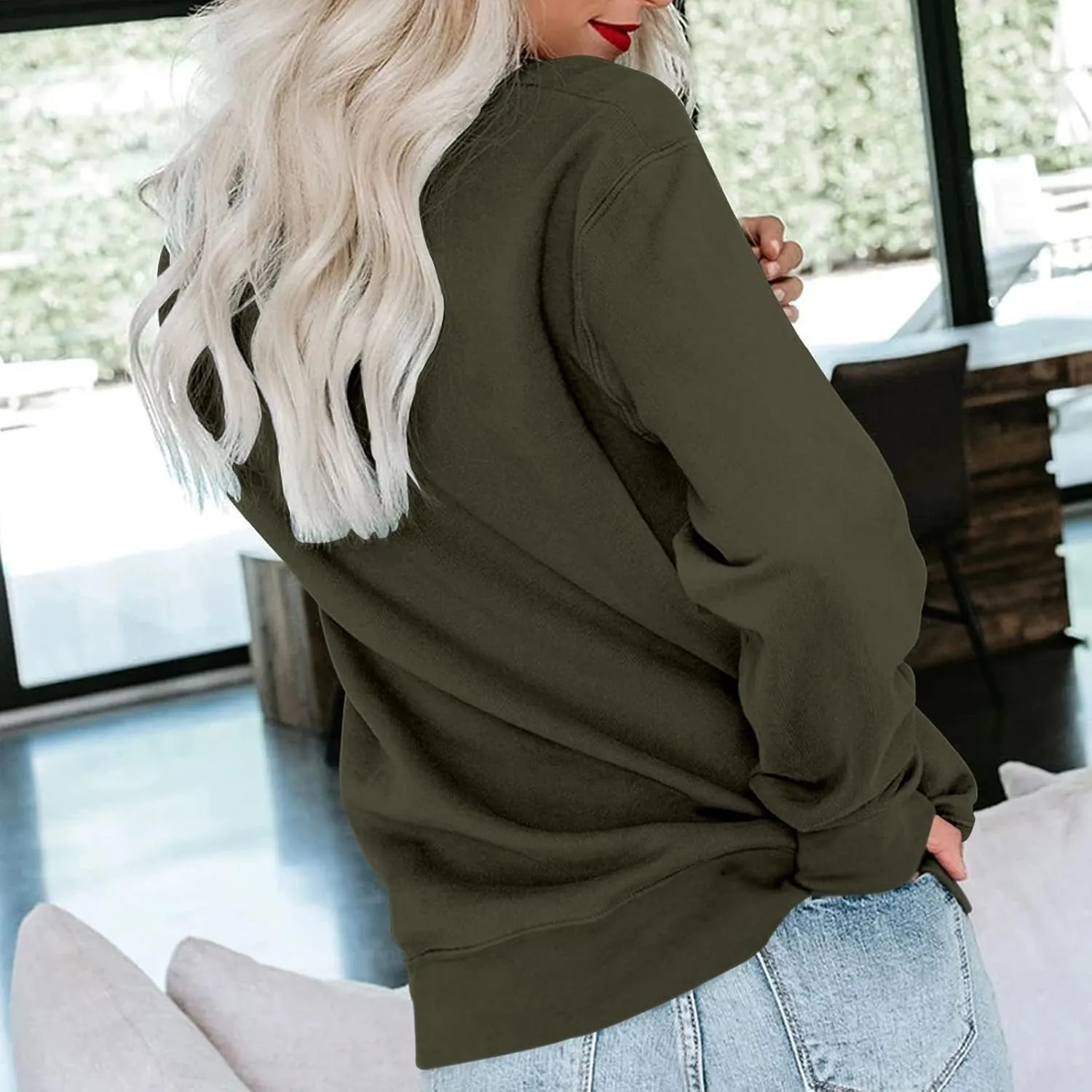 LCMTWX Womens Oversized Sweatshirts Long Sleeve Top Cute Pullover Loose Version Pullover Loose Soft Long Sleeve Pullover