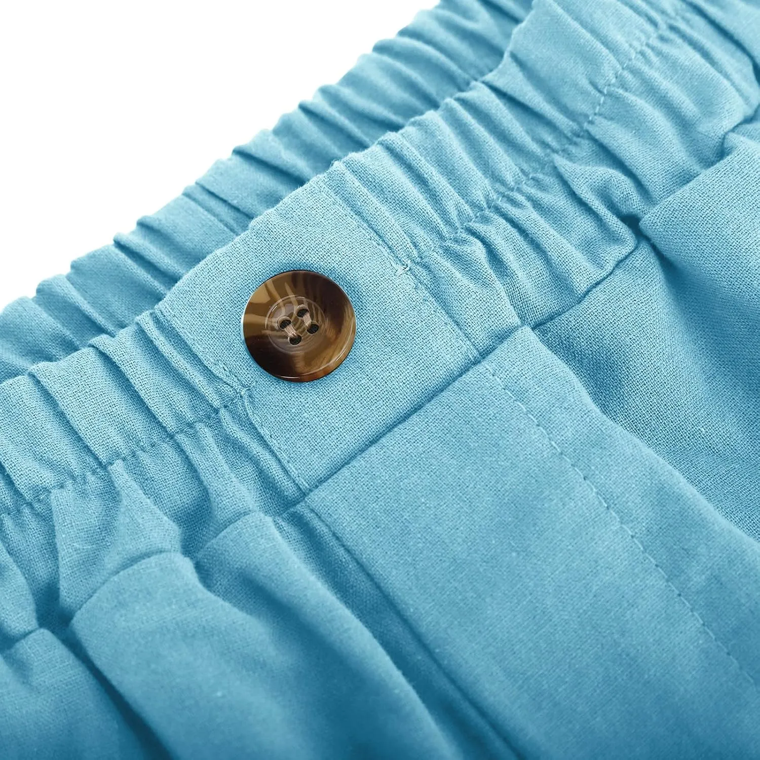 Linen Capri Pants for Women Plus Size Elastic Waist Pants Baggy Wide Leg Pants Summer Lounge Pants Loose Fit Joggers