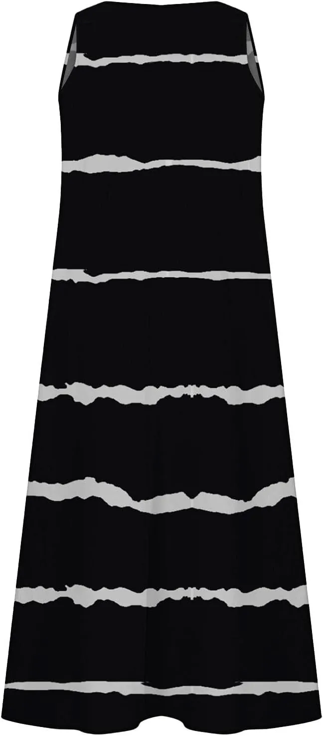 Linen Dress Women Summer Dresses for Women Plus Size Beach Dress Casual Sundresses Sexy Sleeveless Dress Flowy Midi